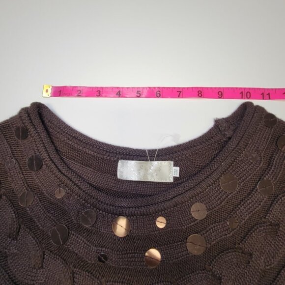 SEQUIN Sleeveless Knit Sweater Dark Brown Dress - One Size Fits Most - Picture 8 of 11